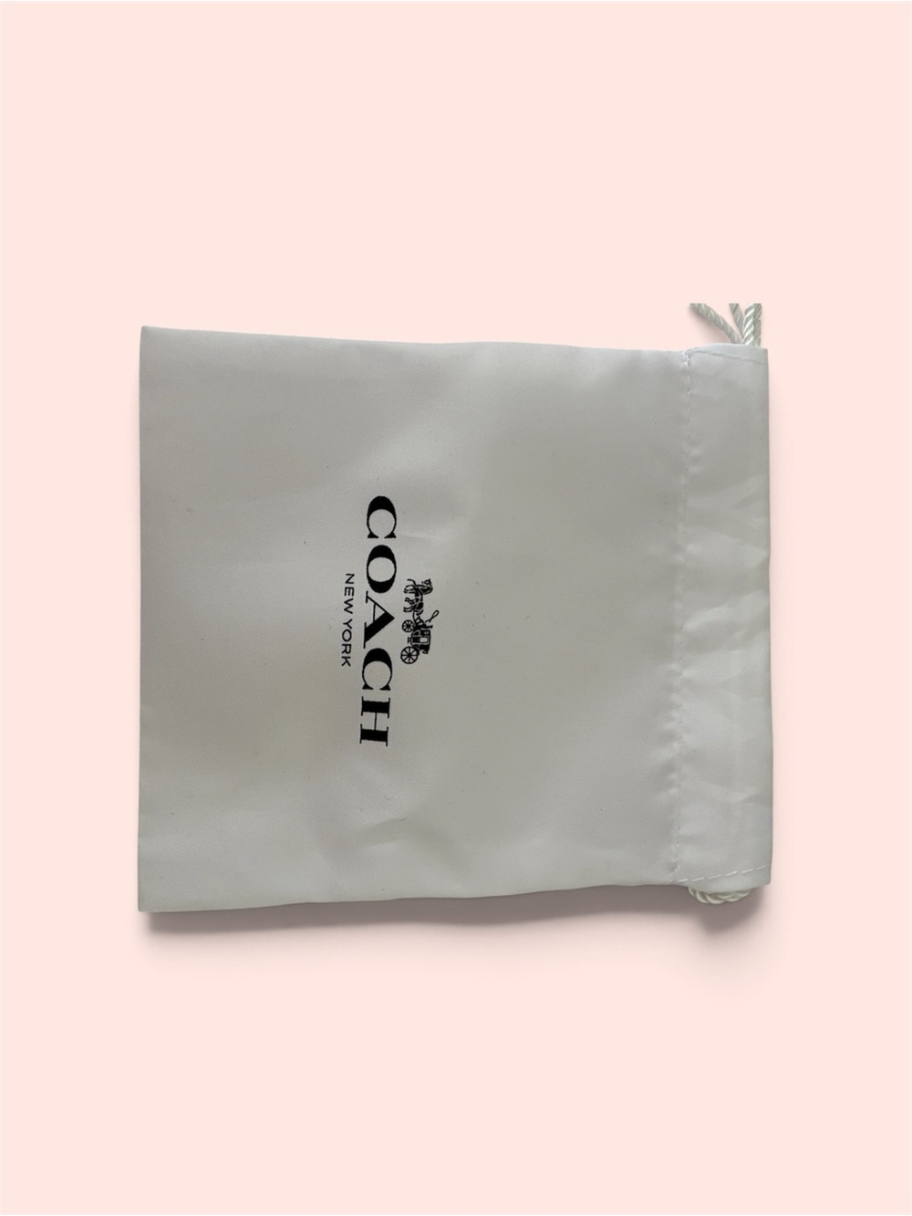Coach White Drawstring Dust Pouch with Black Logo